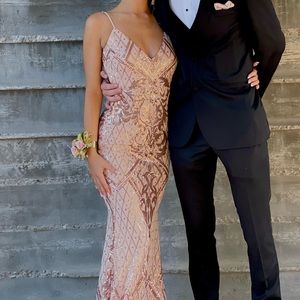 DANIELLE SEQUIN SCROLL FORMAL DRESS PROM